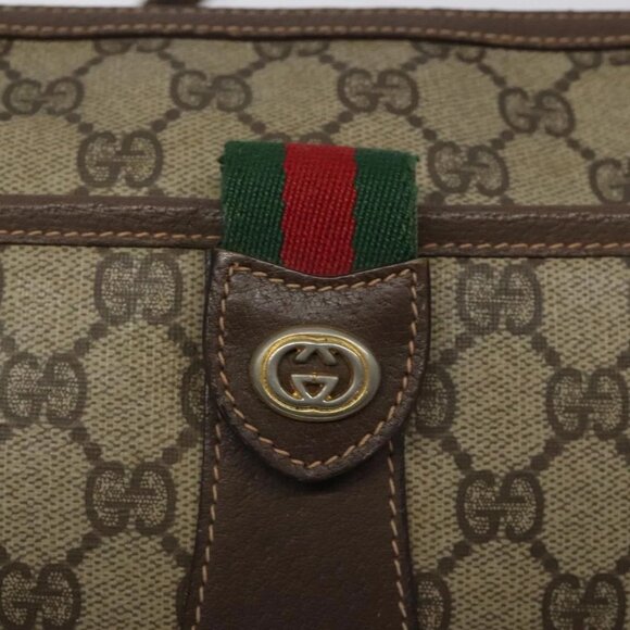 GUCCI GG Supreme Web Sherry Line Bag PVC Beige Gold 89 02 032 Auth th5867 - Picture 14 of 16